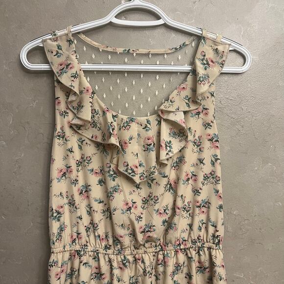 NWT Maurices Lightweight Mesh Back Ruffle Dress Medium Floral Ivory Pink - Picture 16 of 16